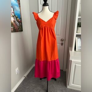 Donna Morgan Orange and Pink Maxi Dress Size 4 Worn Once EUC